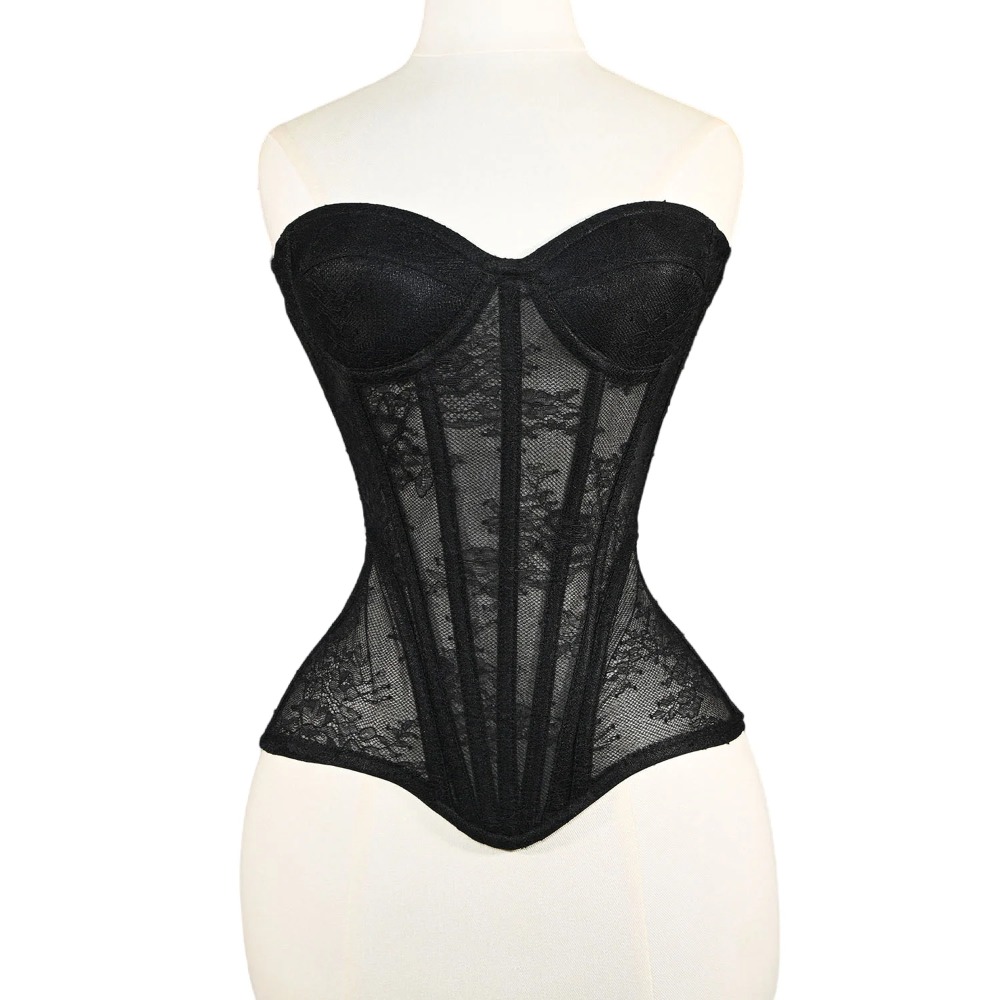 Boning Corset Steel - Damski Gorset Siateczkowy Pod Biustonosz Push
