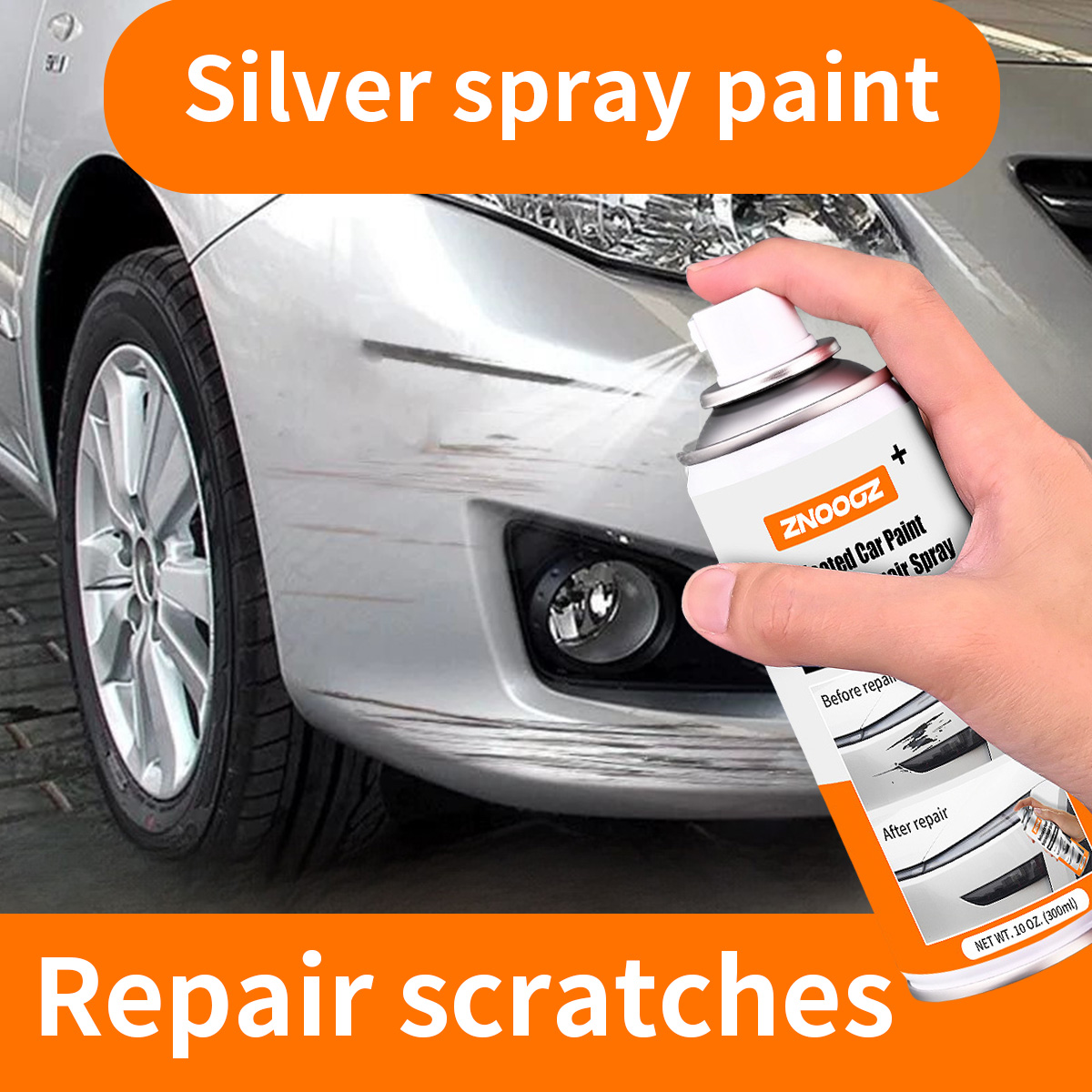 Metallic Spray Paint - Srebrny spray do naprawy rys na