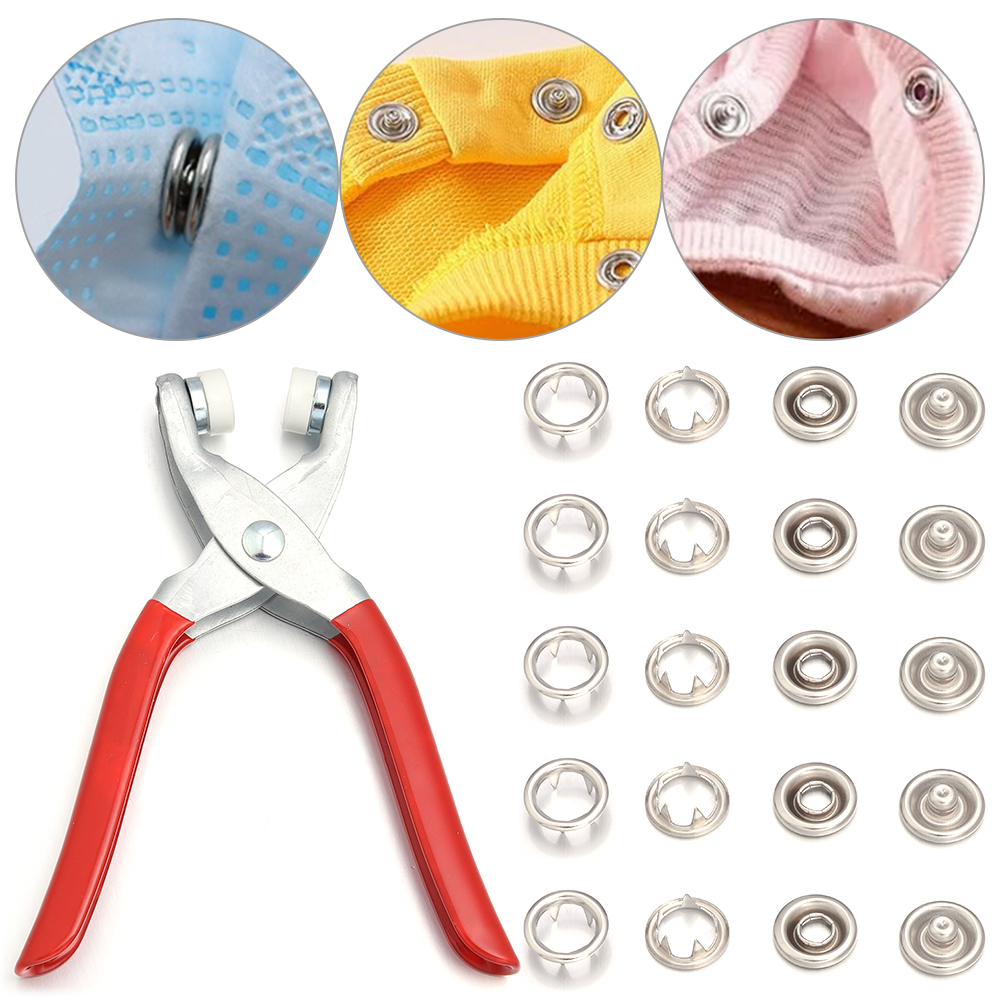 Snap Fastener Set - 50 zestawów 7.5/9.5/11mm Zatrzaski ze stali