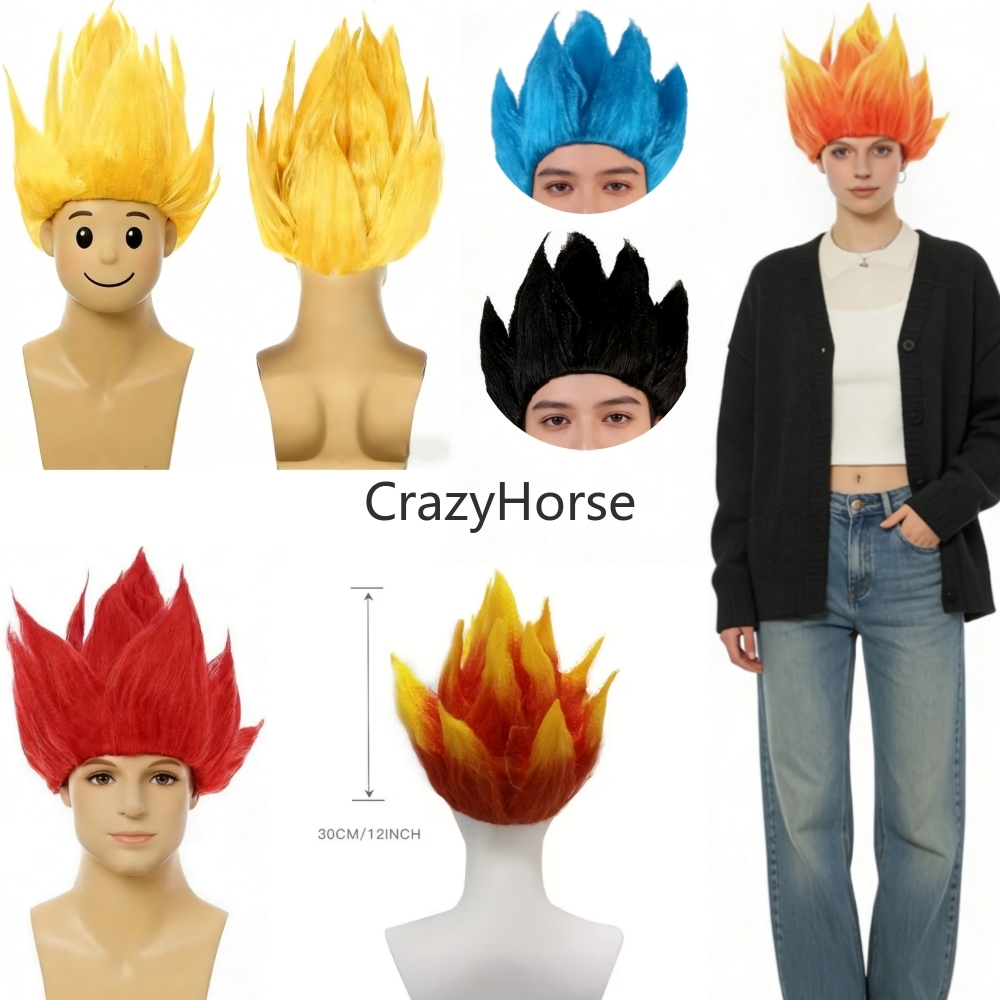Cosplay Flame Prop - Peruki Saiyan Goku dla dorosłych mężczyzn