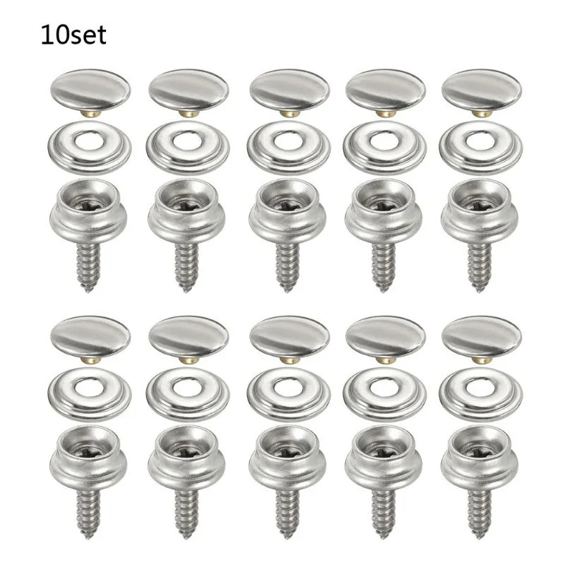Snap Fastener Set - 10 zestawów zatrzasków ze stali nierdzewnej