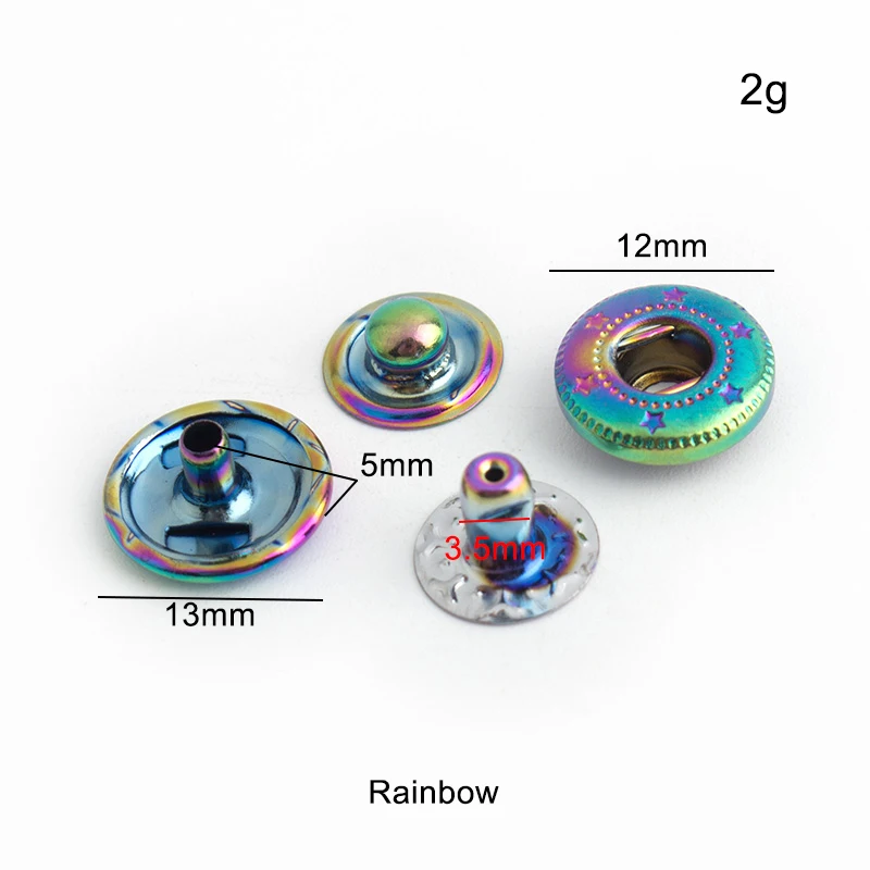 20-100 zestawów tęczowych 12 m – Snap Fastener Set recenzja i cena
